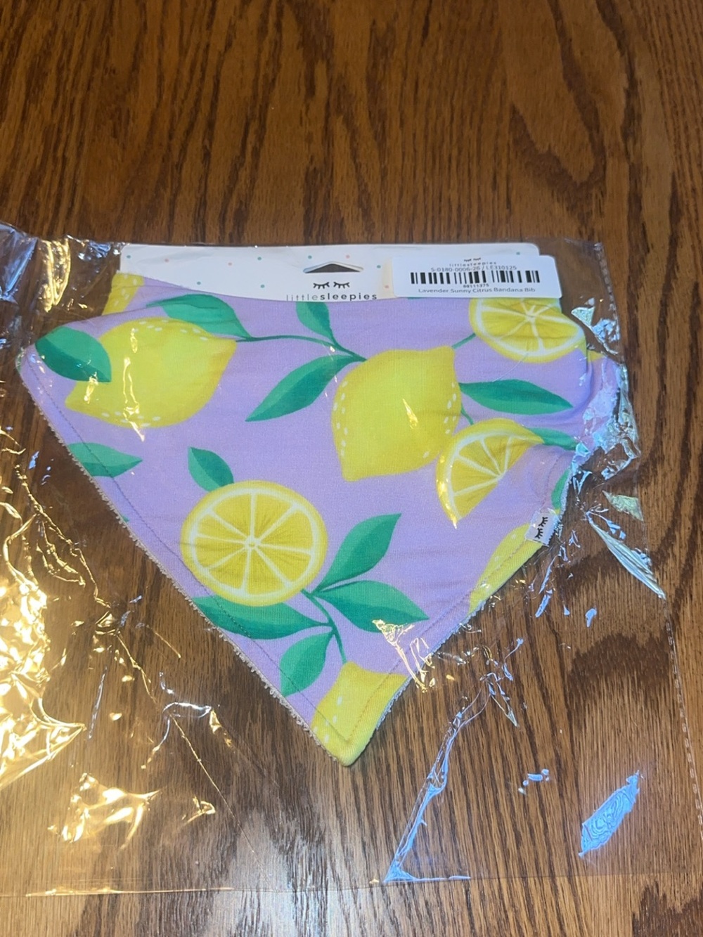 Little Sleepies Lemon Print Bandana Bib - Yellow & Purple